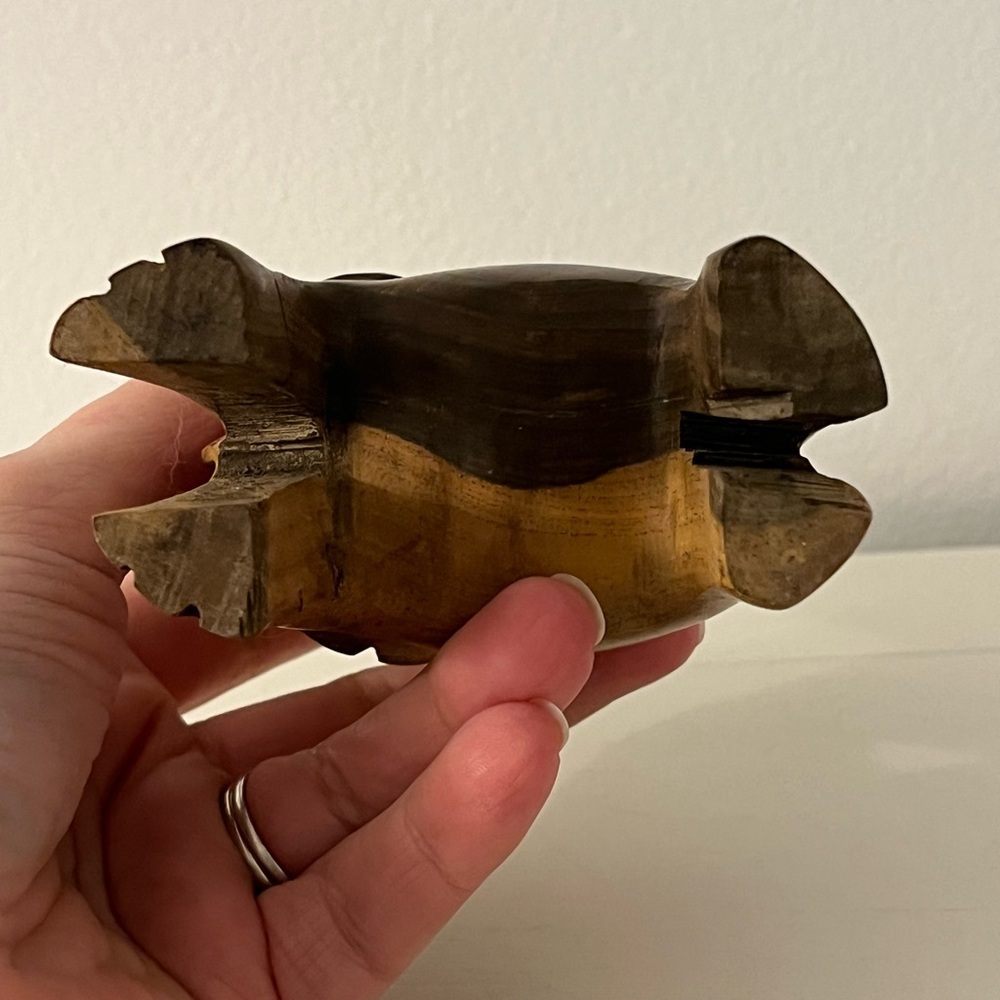 Vintage Hand Carved Wooden Elephant With Raised Trunk Good Luck Animal Figurine - Picture 3 of 10